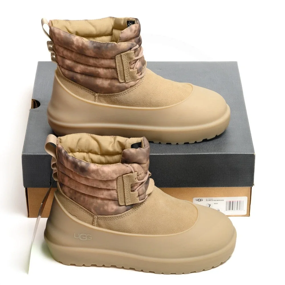 UGG Classic Mini Lace WEA Smokescreen Mens Sz 7 Waterproof Boots Removable Cover
